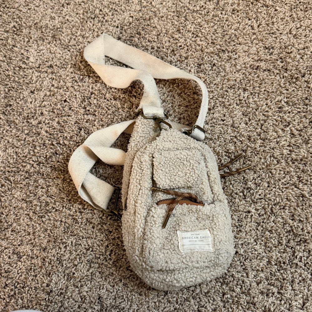 American Eagle Outfitters Cream Sherpa Backpack